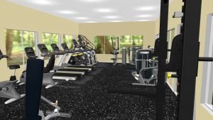 3D modeled Cardio and strength equipment in a 3D design