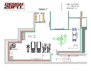 A uniquely shaped 2D Design concept for a Fitness area