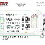 A 2D Fitness Design featuring a large oval running track
