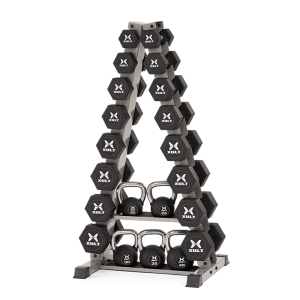 XULT A-Frame Dumbbell Rack w/ Kettlebell Storage